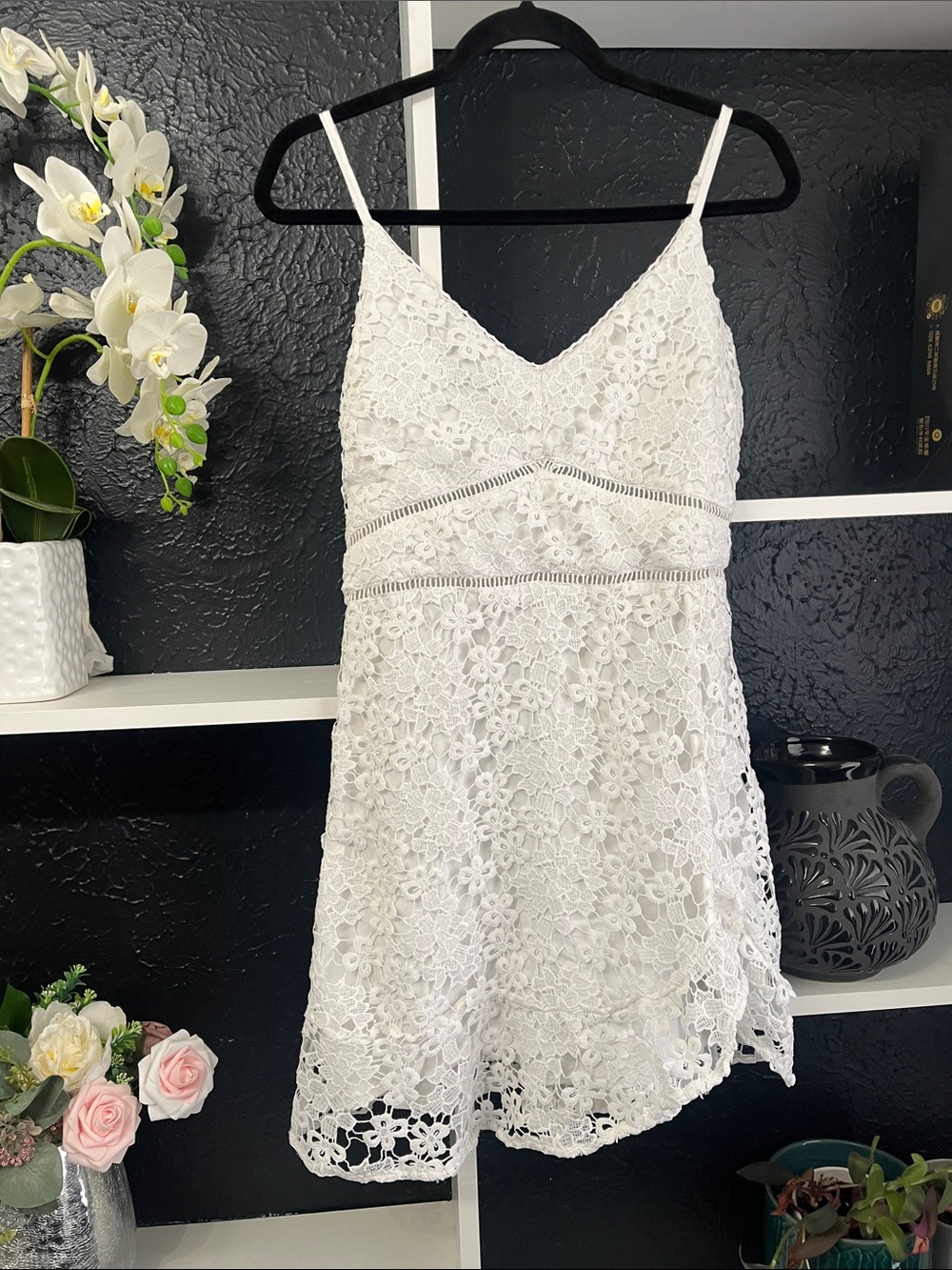 Abercrombie & Fitch White Lace Mini Dress L